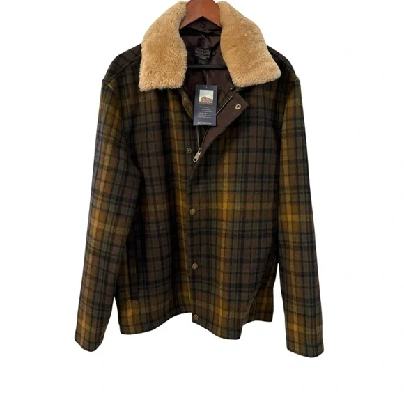 NWT PENDLETON MENS PLAID SILVERTON  XL Plaid Jacket with Faux Fur Collar - Picture 4 of 9